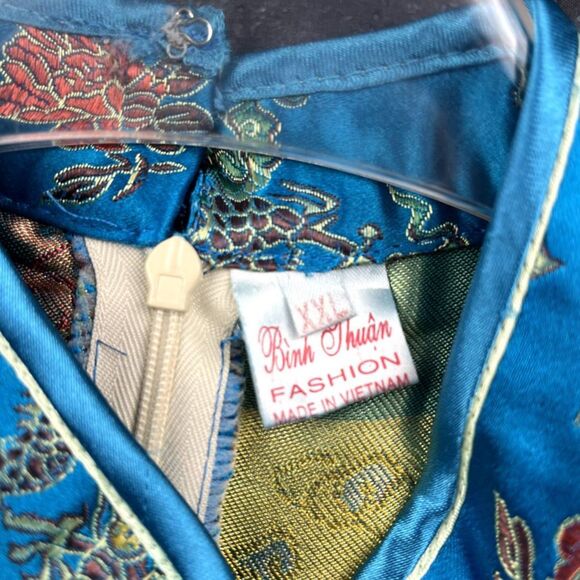 Retro Chinese Style Dragon Phoenix Satin Cheongsam Traditional Dress :Pre-owned - Picture 4 of 8